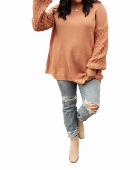 Bubbly B Sweater In Ginger Tops Womens - asymmetrical tops