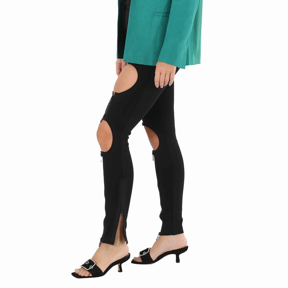 Burberry Ladies Black Cutout Zip-Detail Skinny Jeans