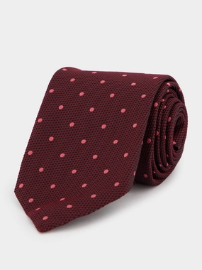 Burgundy Polka Dot Silk Tie Suits Mens - men's suits outlet