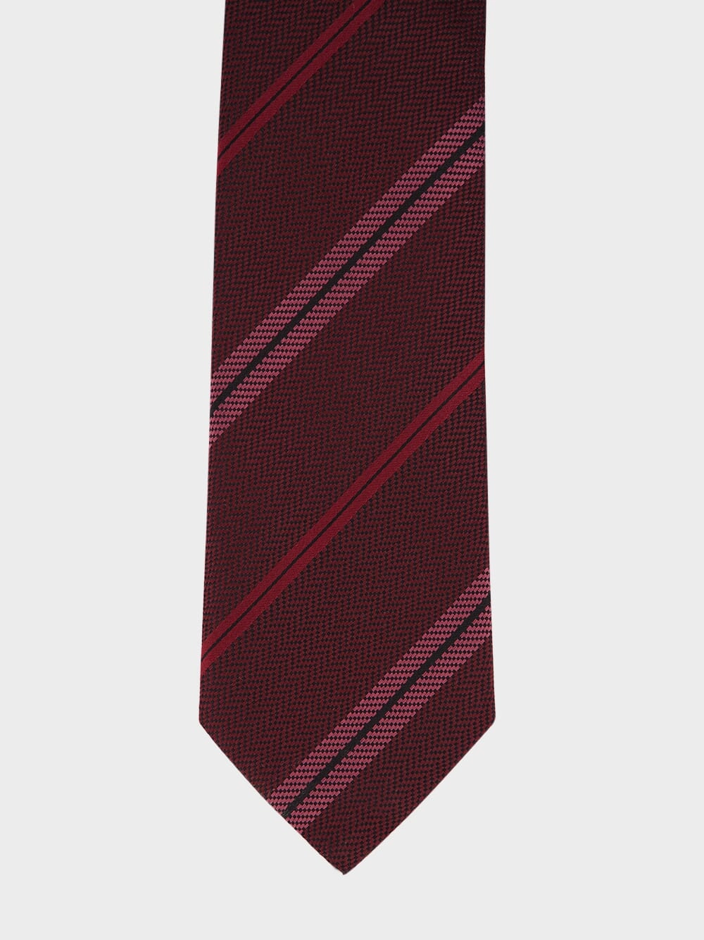 Burgundy Striped Silk Tie