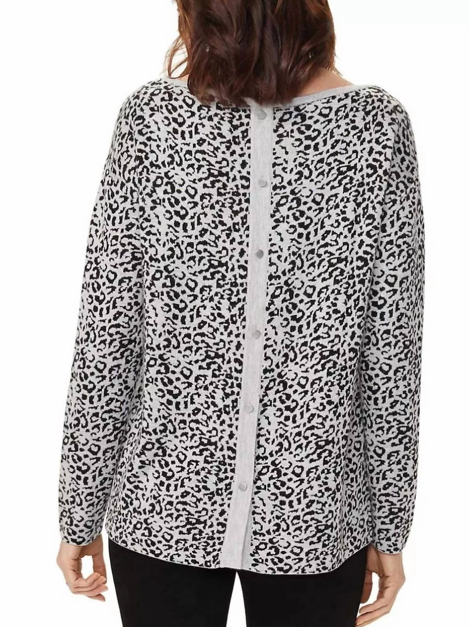 Button Back Boat Neck Sweater In Grey Jaguar