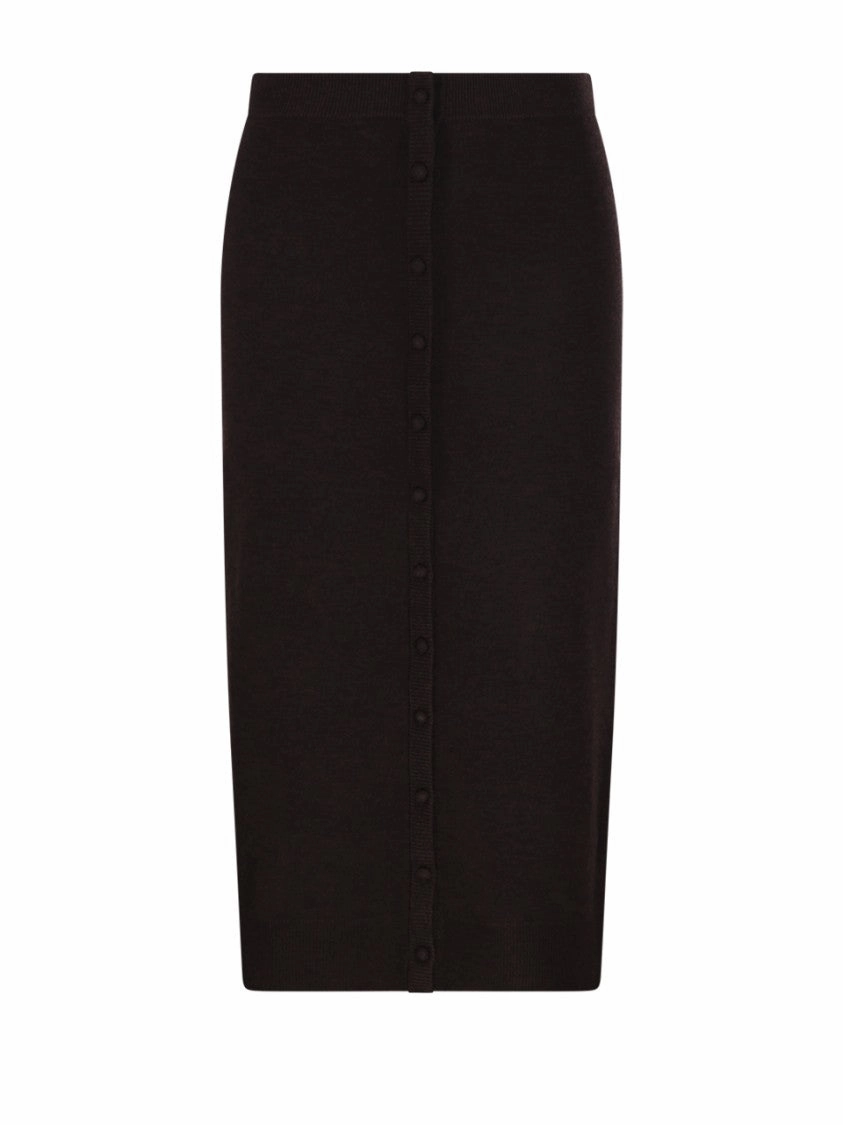 Button Detail Midi Skirt