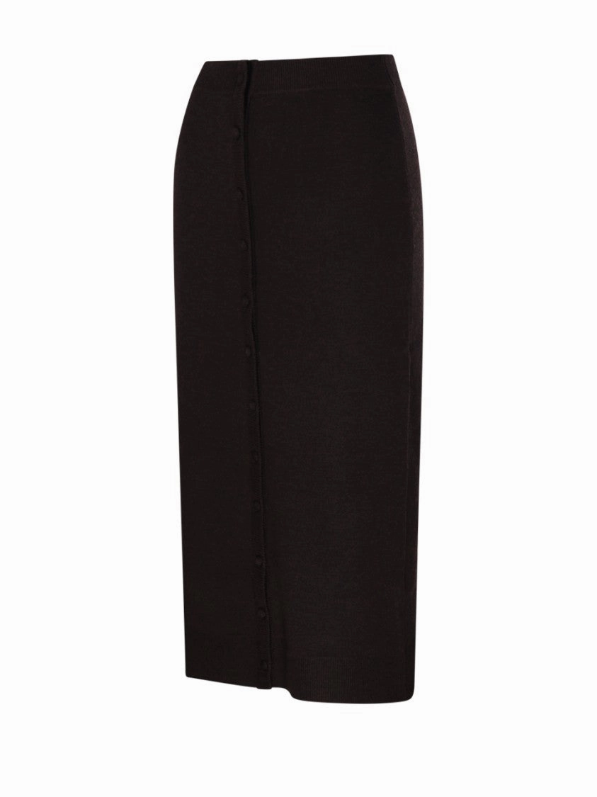 Button Detail Midi Skirt