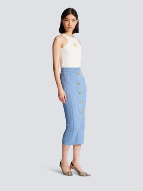 Buttoned Rib-Knit Midi Skirt Knitwear Womens - women's knitwear cheap