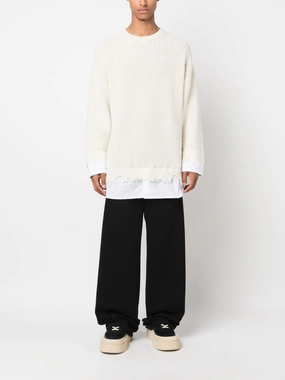 C-Neck Crochet-Knit Jumper Knitwear Mens - men's sweaters sale