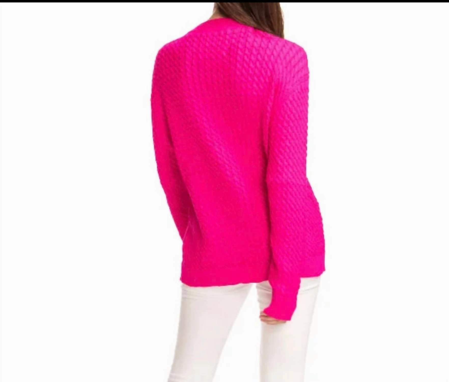 Cable Stars-Oversized Cable Sweater In Raspberry