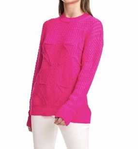 Cable Stars-Oversized Cable Sweater In Raspberry Tops Womens - lace tops sale