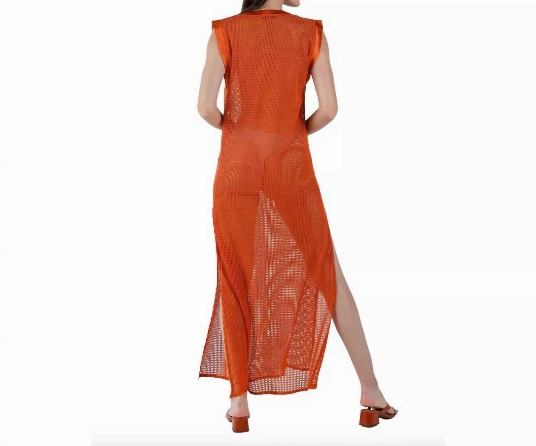 Caftan Camelia Maxi Cover Up Crochet Dress In Orange