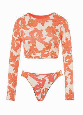 Cali Sunset Bottom In Orange Swim Womens - ruched swimwear outlet