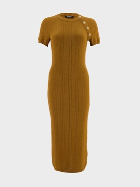 Camel Button-Embellished Midi Dress Knitwear Womens - women's knitwear cheap