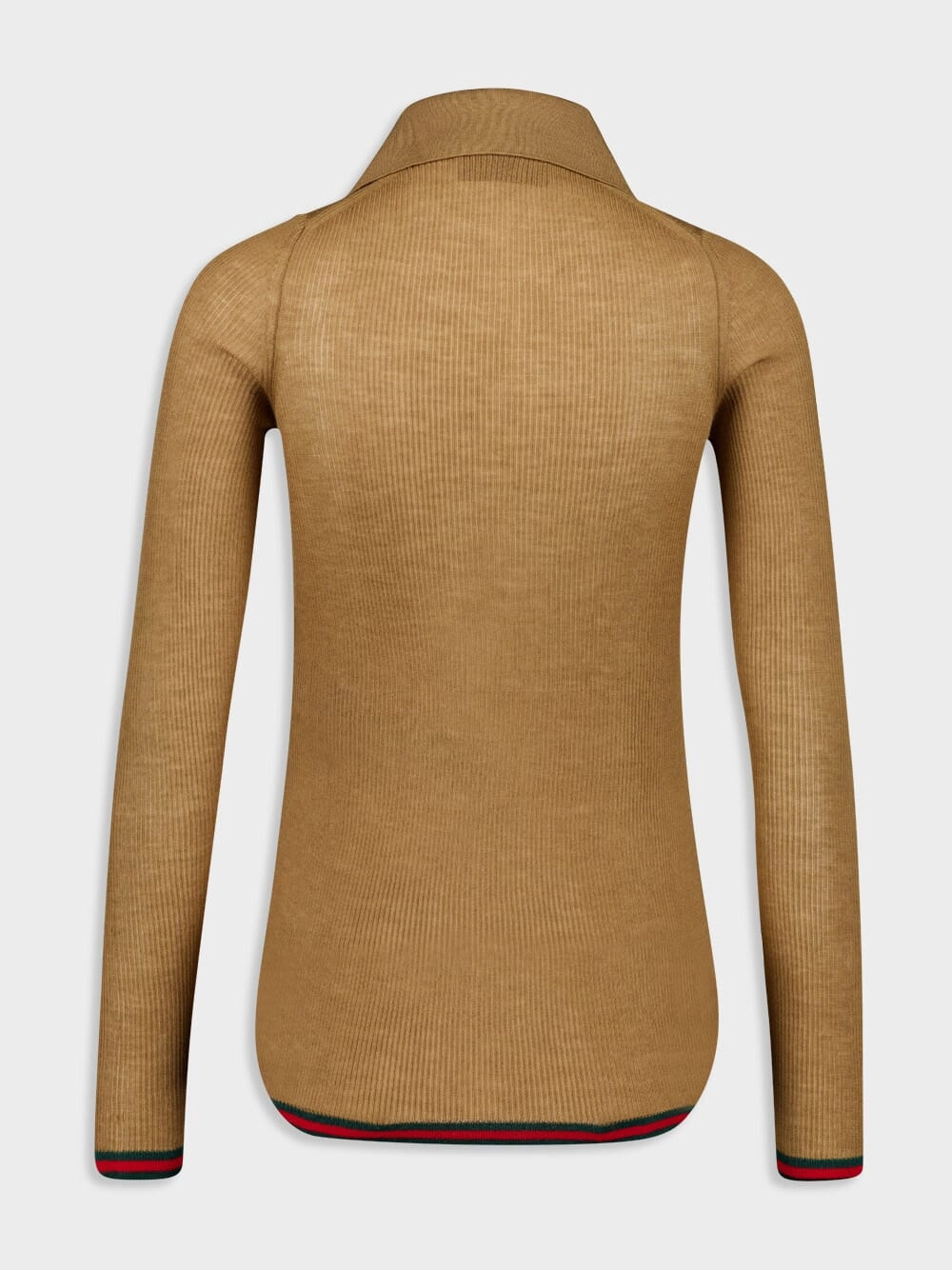 Camel Fine Rib Cashmere-Silk Knit Polo