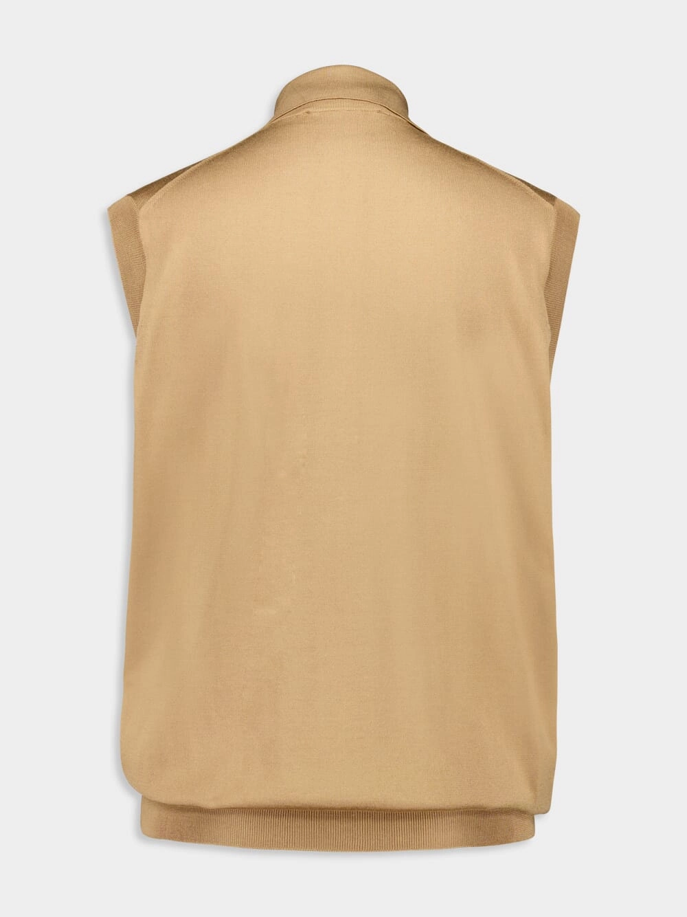 Camel Sleeveless Silk Polo