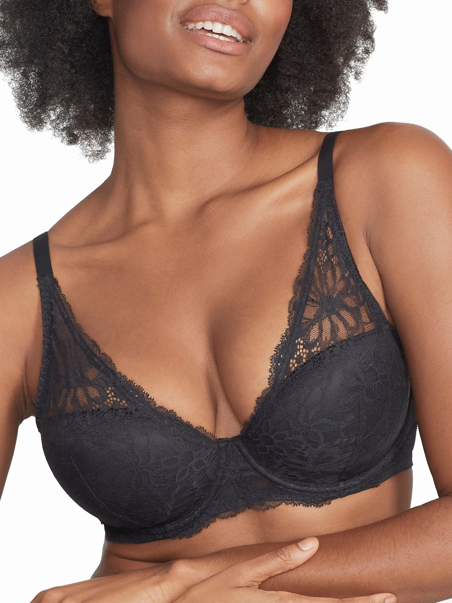 Camio Mio Women's Lightly Lined Lace Plunge Bra