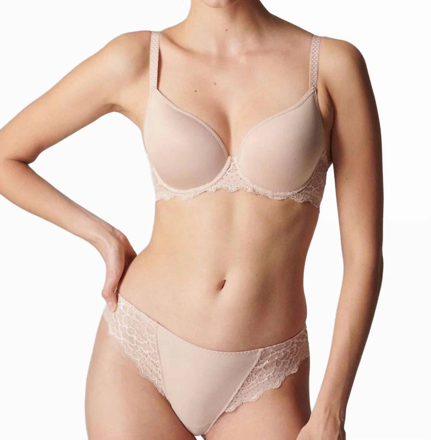 Caresse Plunge Bra In Peau Rose