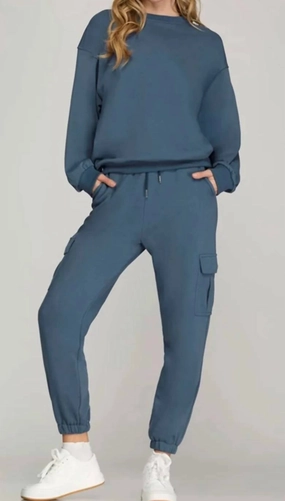 Cargo Jogger In Blue womens dress pants clearance