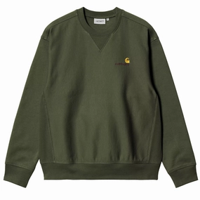 Carhartt WIP American Script Sweat Tarragon mens long sleeves cheap