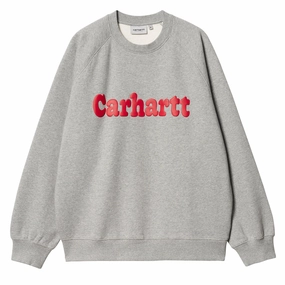 Carhartt WIP Bubbles Sweatshirt Grey Heather / Cherry mens long sleeves cheap