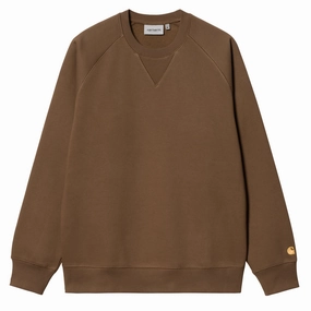 Carhartt WIP Chase Sweat Chocolate / Gold mens long sleeves cheap