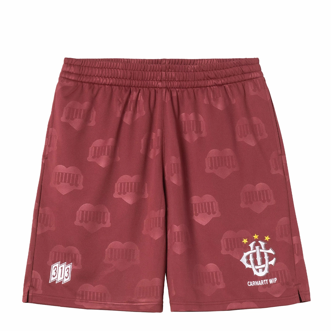 Carhartt WIP Harttes Football Short Heart Train Jacquard / Mulberry mens shorts outlet store