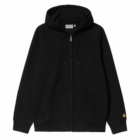 Carhartt WIP Hooded Chase Jacket Black / Gold mens long sleeves cheap