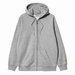 Carhartt WIP Hooded Chase Jacket Grey Heather / Gold mens long sleeves cheap