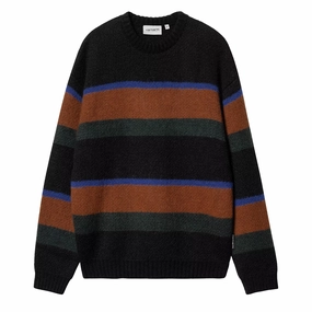 Carhartt WIP Merton Sweater Sundling Stripe Deep H Brown mens sweaters cheap