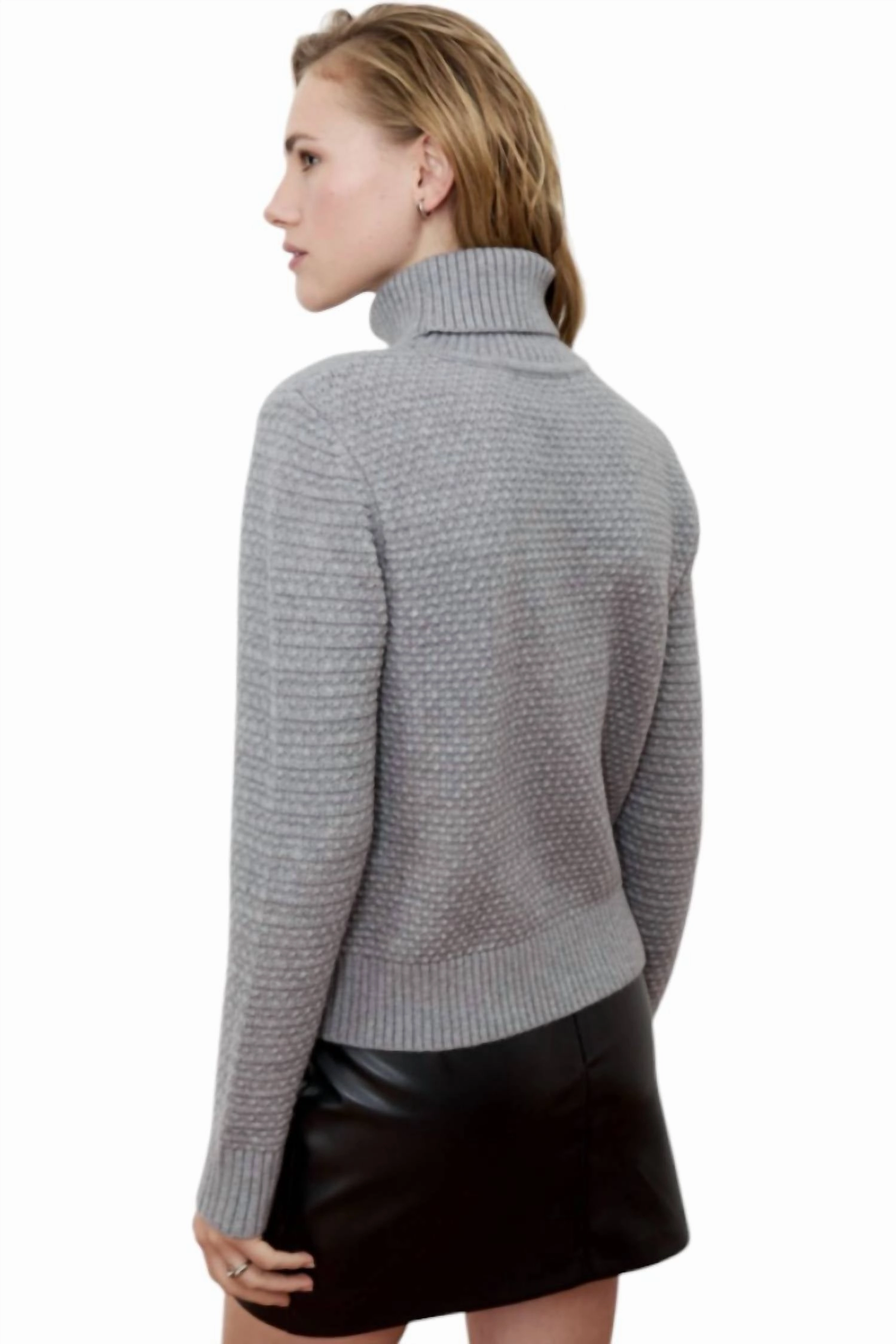 Carly Turtleneck Sweater In Grey Melange