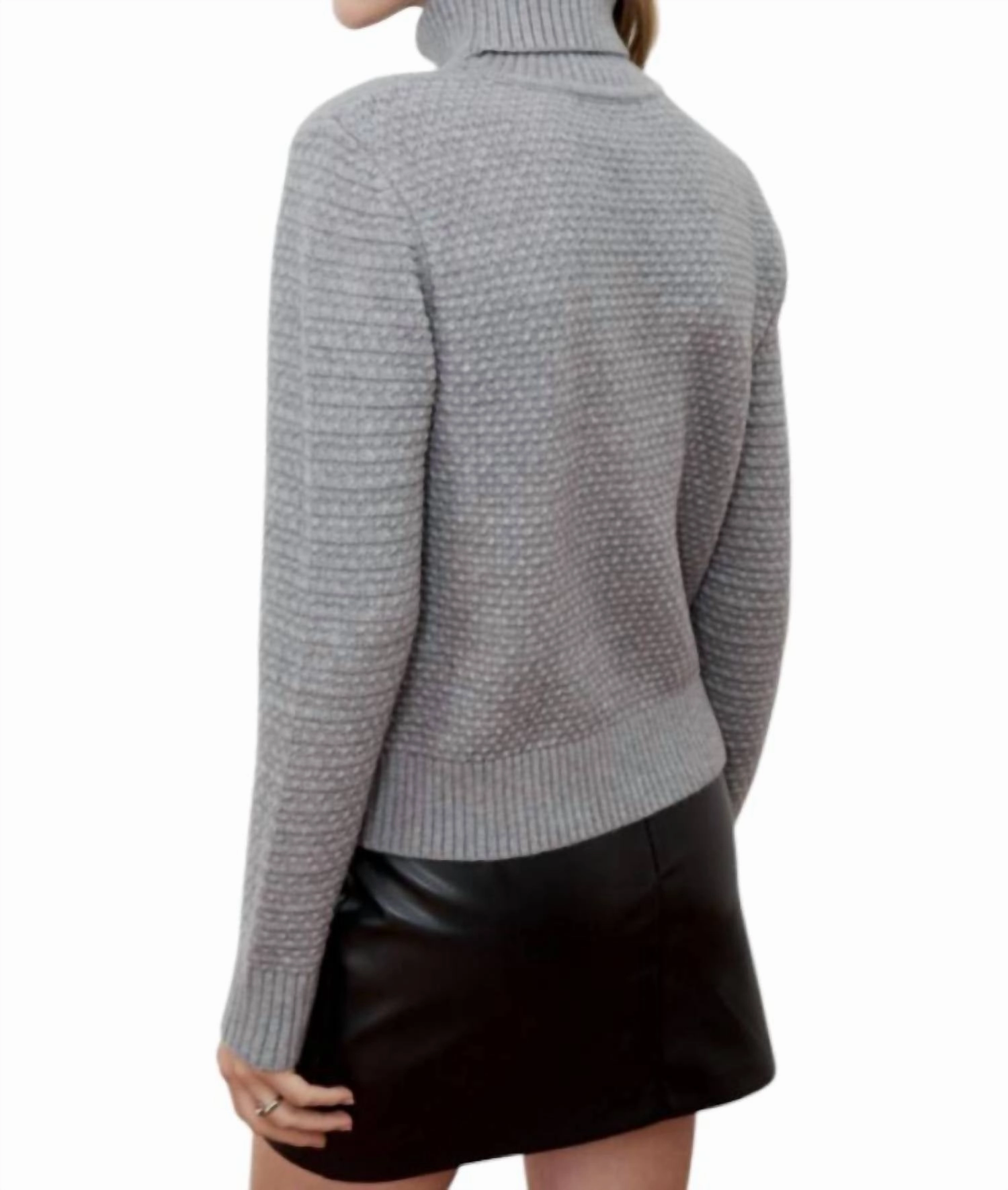 Carly Turtleneck Sweater In Grey Melange