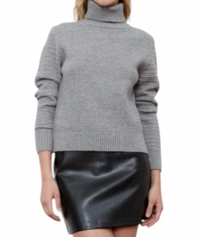 Carly Turtleneck Sweater In Grey Melange Tops Womens - embroidered tops sale