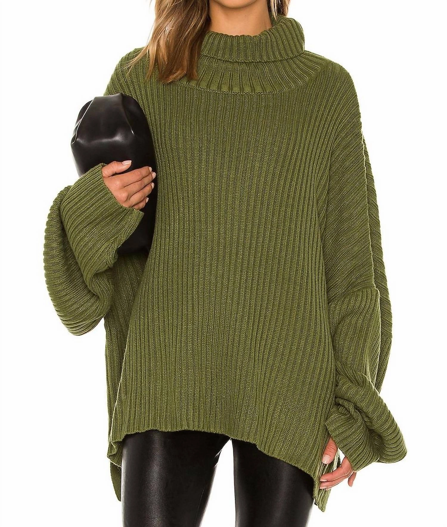 Casey Sweater In Army Green Tops Womens - asymmetrical tops