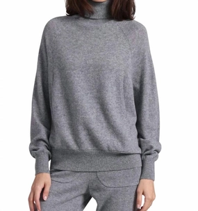 Cashmere Oversized Turtleneck In Grey Shadow Tops Womens - sheer tops clearance