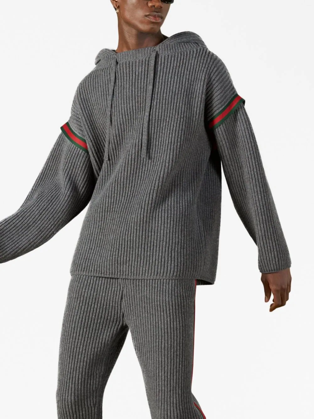 Cashmere Ribbed-Knit Hoodie