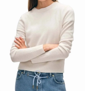 Cashmere Shrunken Classic Crew Top In Soft White Tops Womens - sheer tops clearance