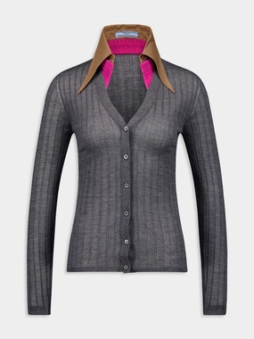 Cashmere-Silk Ribbed Knit Cardigan Knitwear Womens - women's knitwear cheap