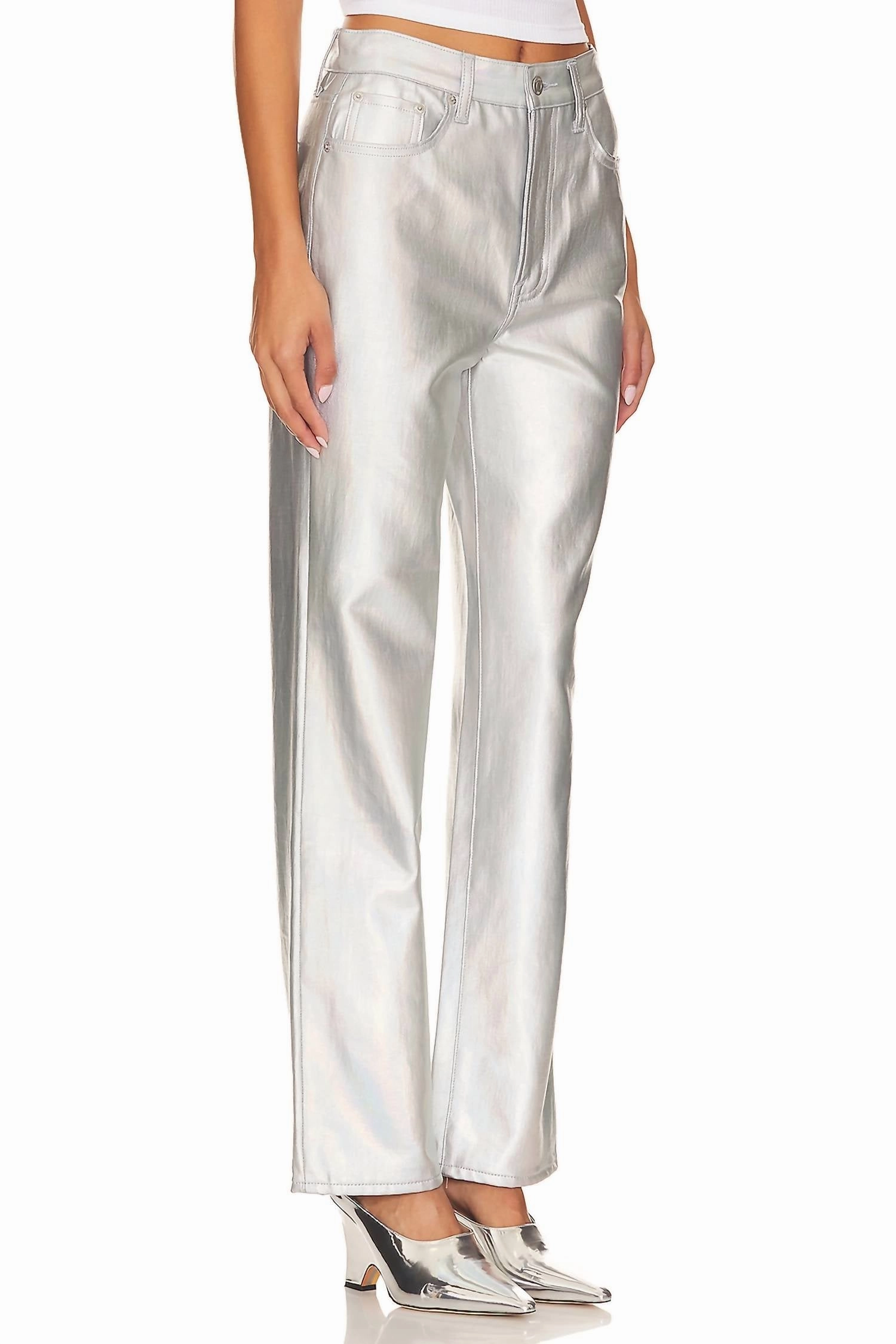Cassie Super High Rise Straight Jeans In Coated Prism
