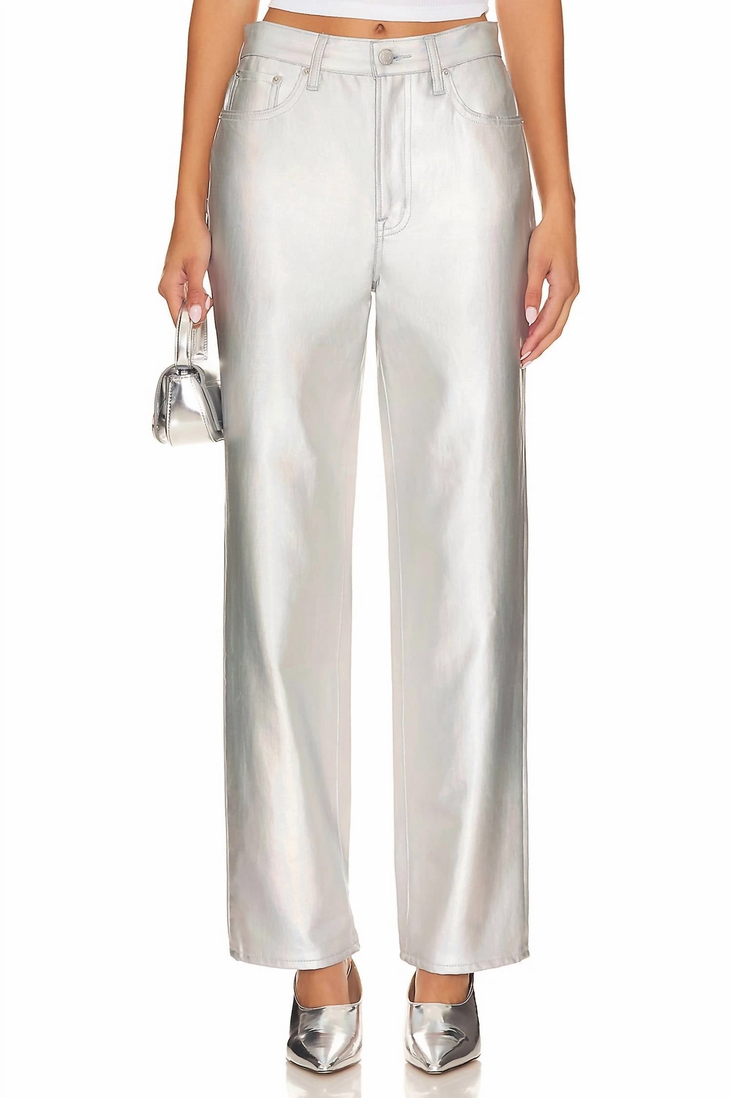 Cassie Super High Rise Straight Jeans In Coated Prism