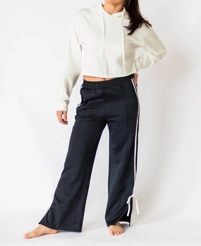 Catalina Bow Detail Track Pants In Black womens leather pants outlet