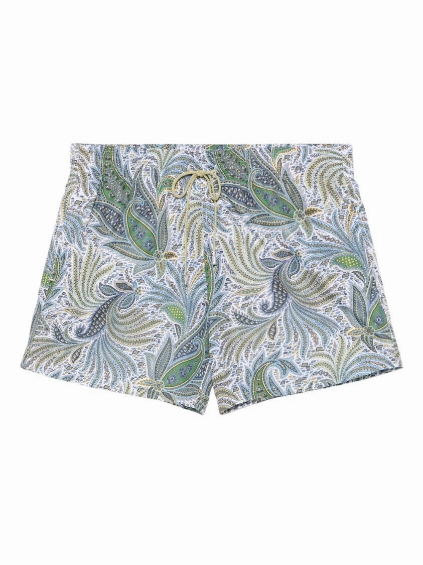 Cerulean Blue Paisley Printed Shorts