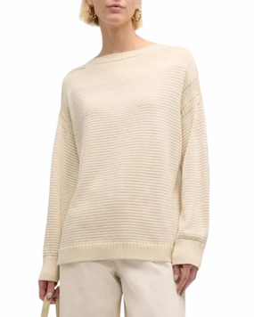 Chain-Embellished Knit Sweater In Pebble Tops Womens - embroidered tops sale