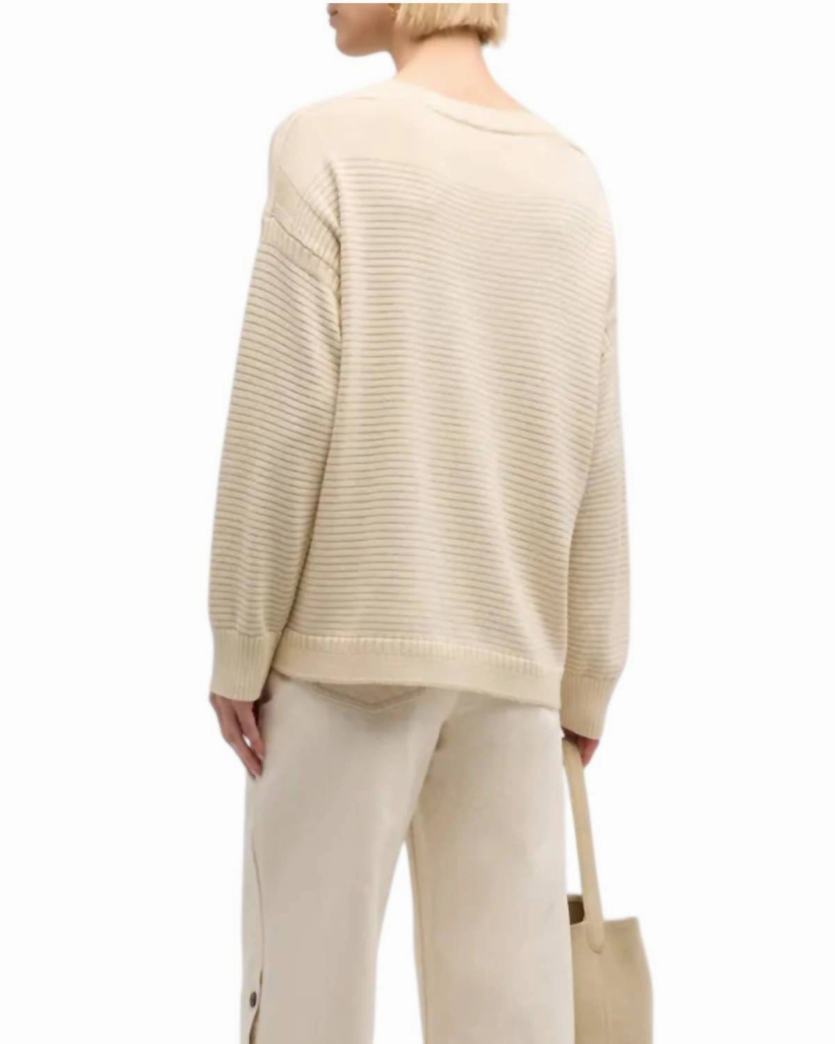 Chain-Embellished Knit Sweater In Pebble