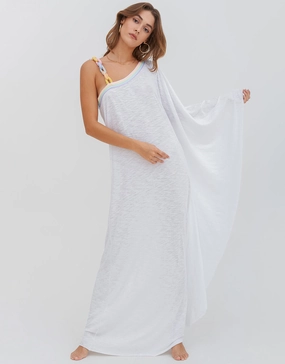 Chain One Shoulder Maxi Dress - White Swim Womens - swimwear sale