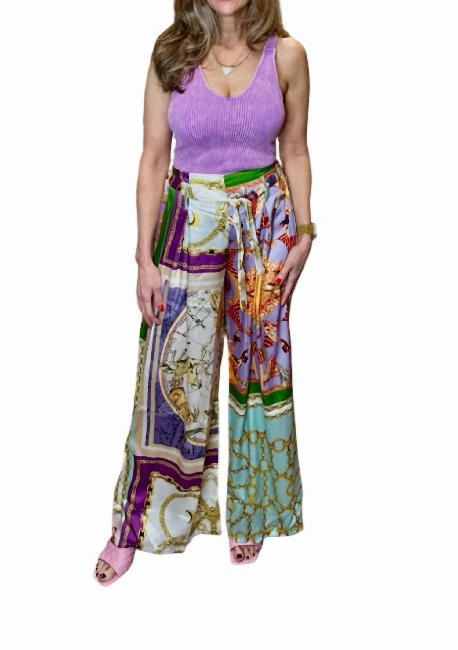 Chain Palazzo Pants In Multi