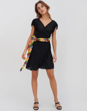 Chain Wrap Dress - Black Swim Womens - swimwear sale