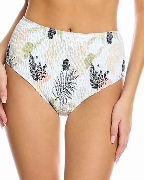 Charlie Holiday Newport Smocked Brief Swim Womens - animal print bikinis