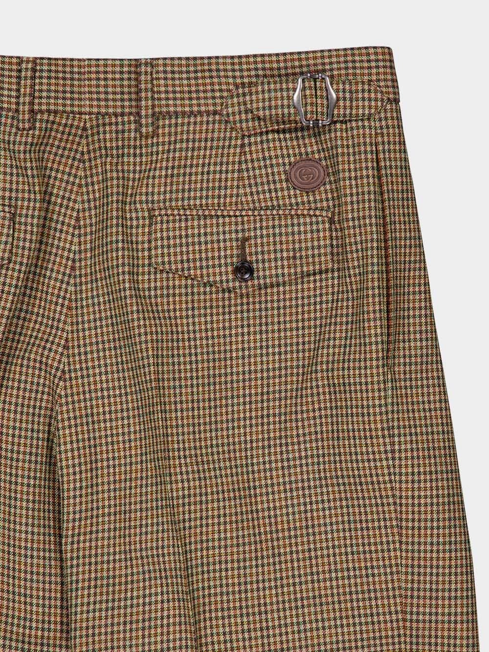 Check-Pattern Wool Trousers