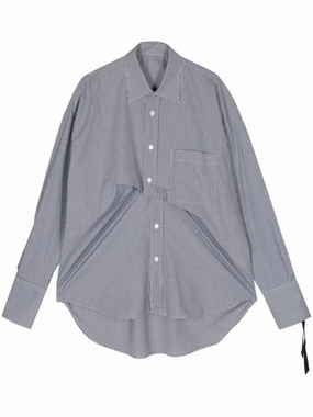 Check-Print Draped Cotton Shirt mens polos clearance