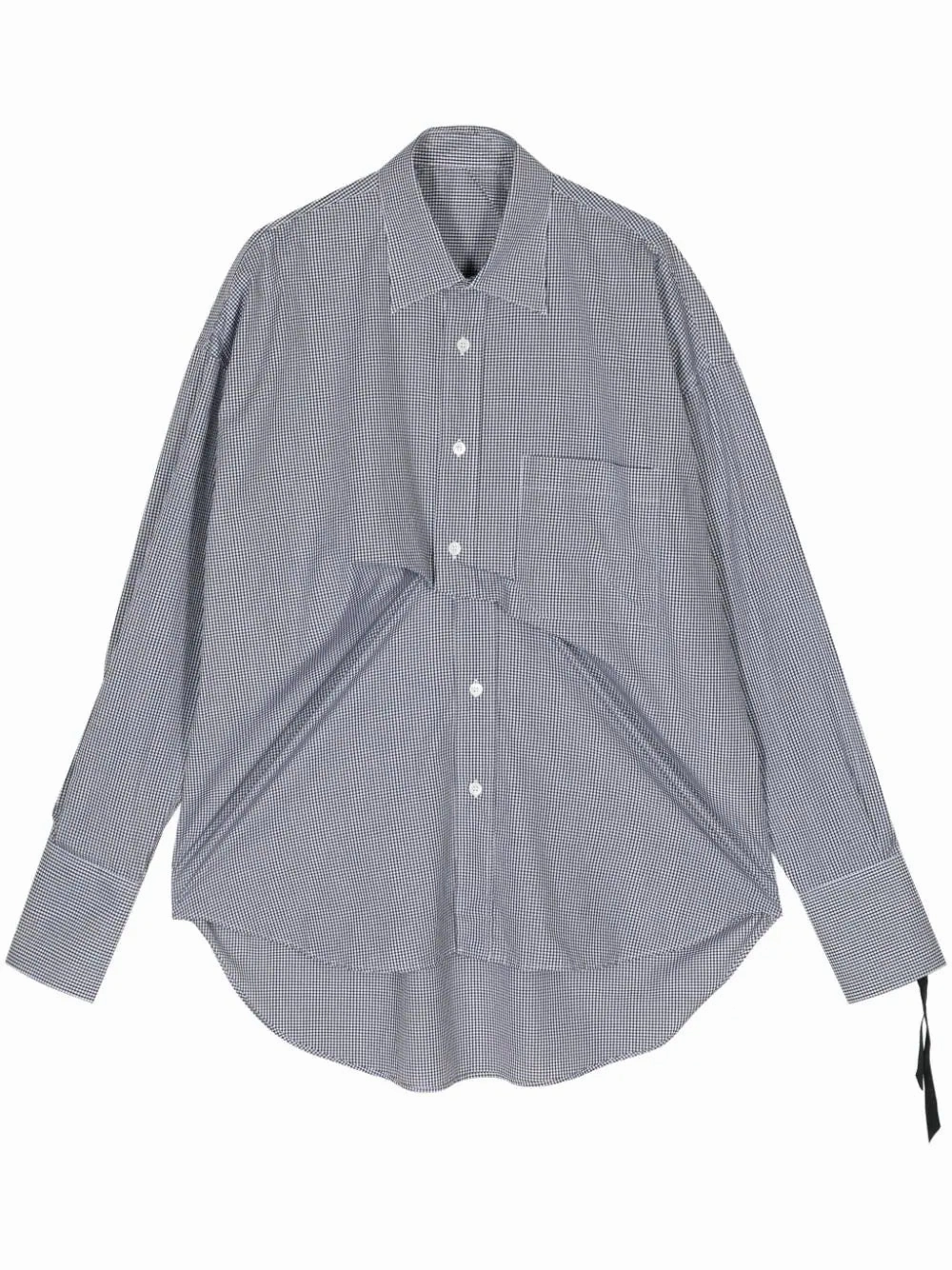 Check-Print Draped Cotton Shirt mens polos clearance
