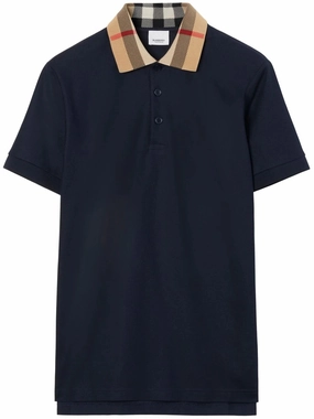 Checked-Collar Cotton Polo Shirt discount mens shirts