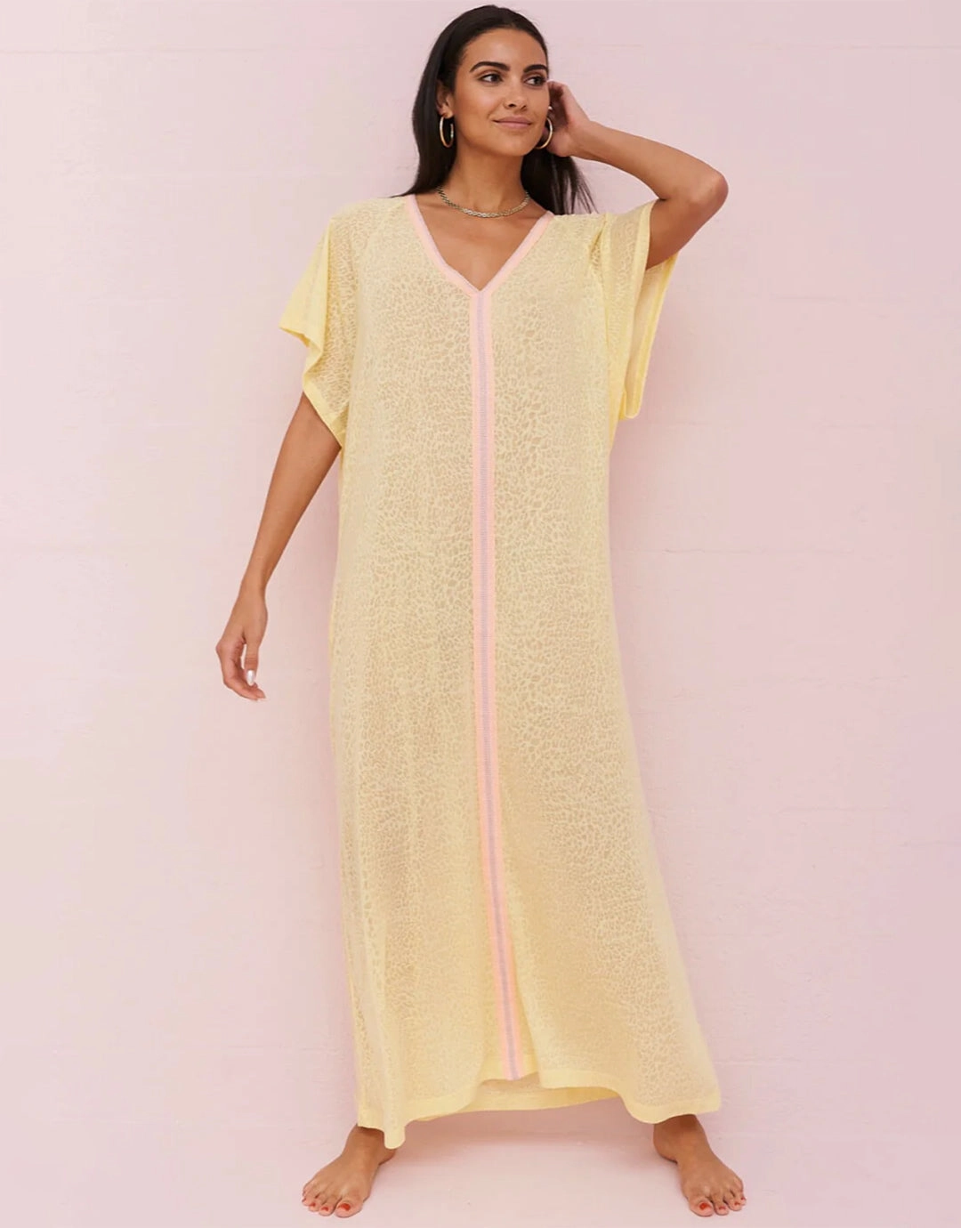 Cheetah Inca Abaya - Soft Lemon Swim Womens - bikinis clearance