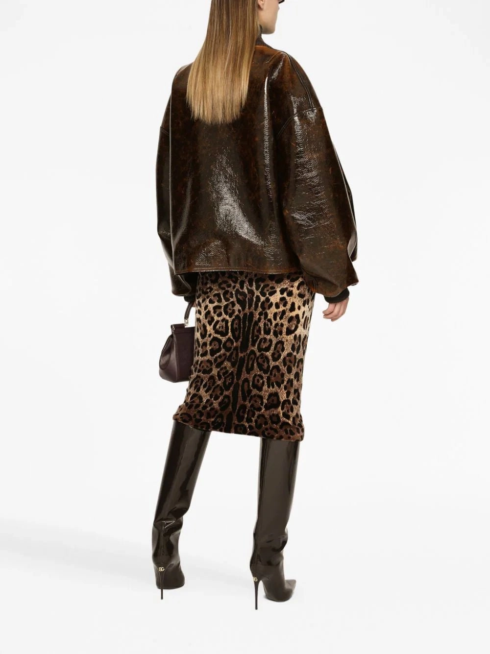 Chenille Leopard-Print Cotton Midi Skirt